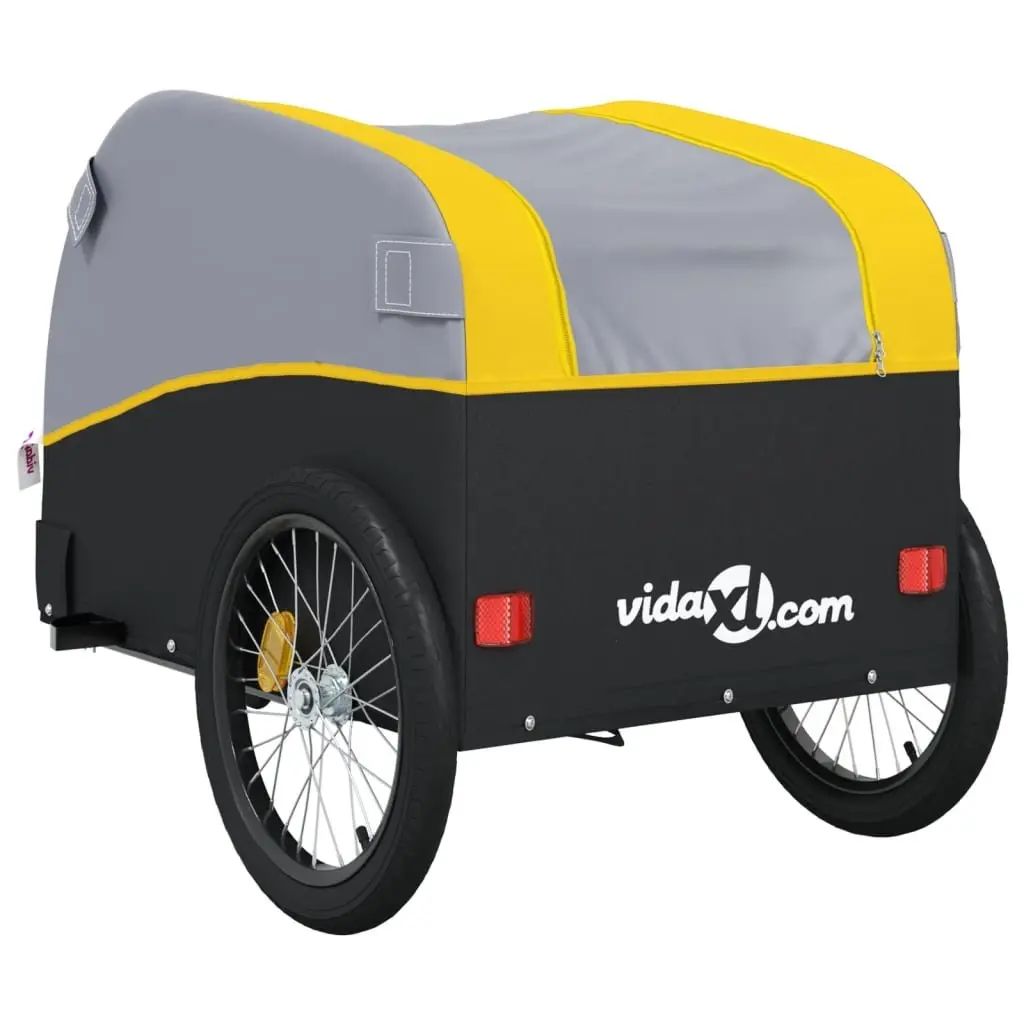 Bike Trailer Yellow Iron 45 kg Load Capacity Cargo Hauling