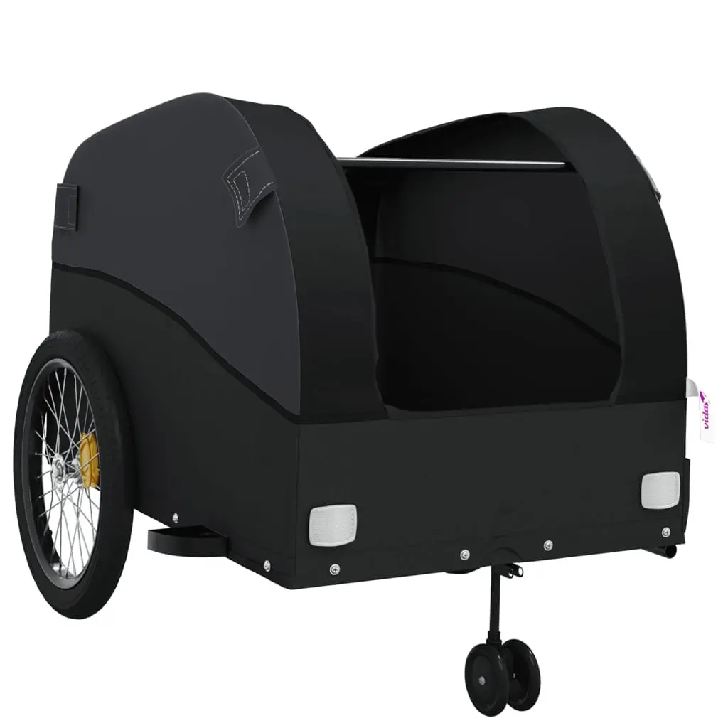 Bike Trailer Black Iron 45kg Load Capacity Durable Cargo Cart for Bicycle Hauling