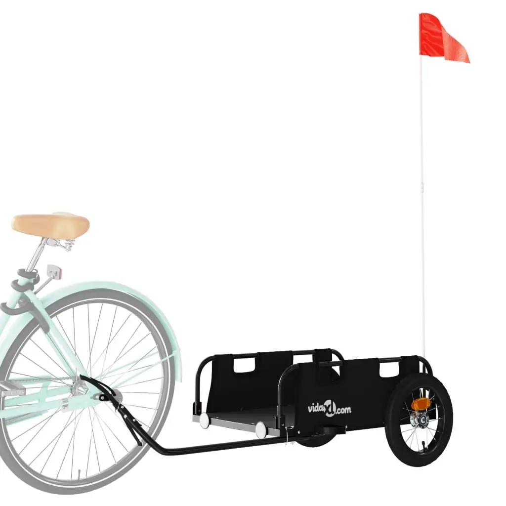 Bike Trailer Black Durable Oxford Fabric Cargo Cart Bicycle Attachment