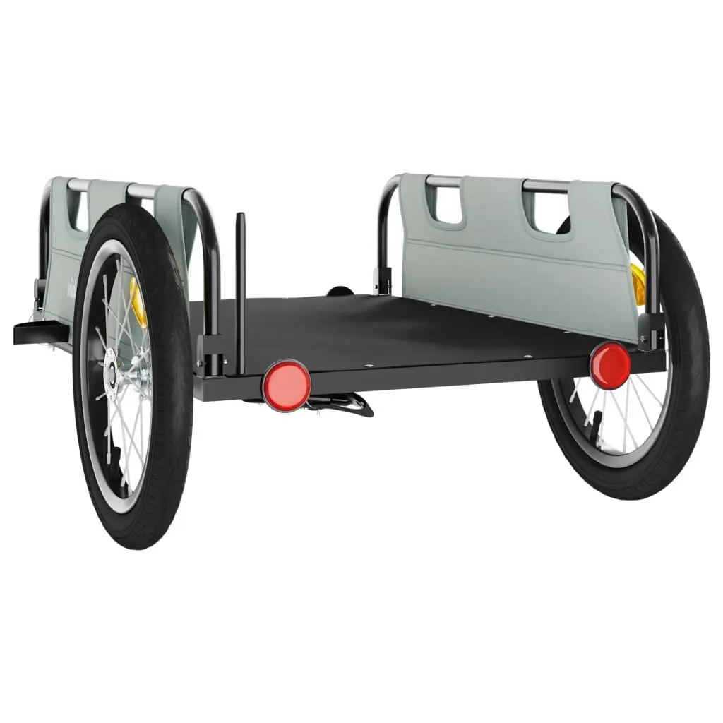 Bicycle Trailer Grey Oxford Fabric Iron Frame Cargo Cart