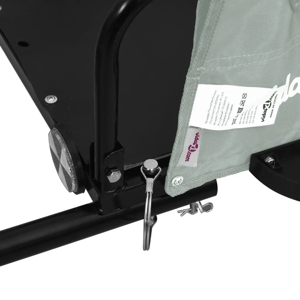 Bicycle Trailer Grey Oxford Fabric Iron Frame Cargo Cart