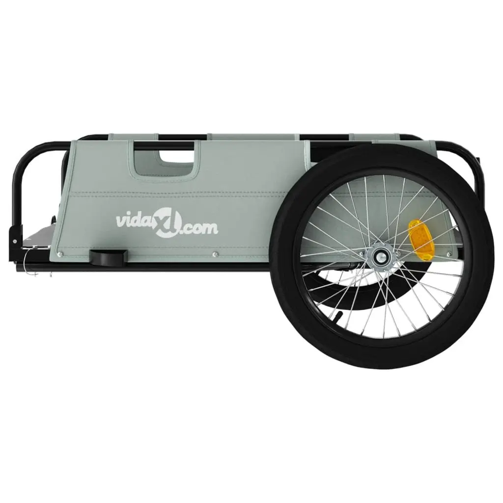 Bicycle Trailer Grey Oxford Fabric Two Wheels Reflectors Flag