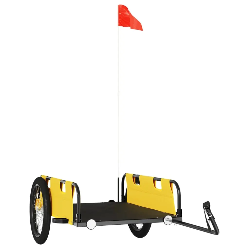 Bicycle Cargo Trailer Yellow Water-Resistant Oxford Fabric Iron Frame for Transport