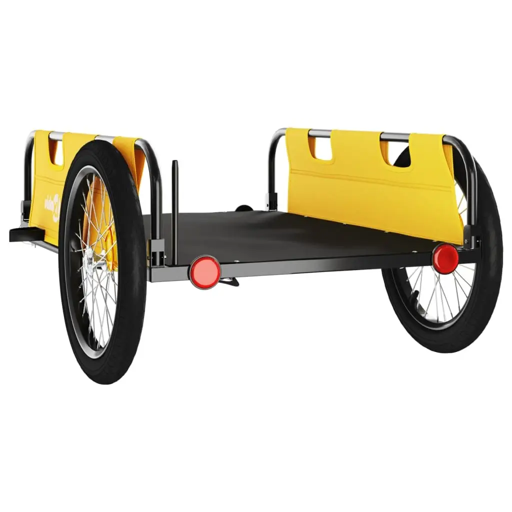 Bicycle Cargo Trailer Yellow Water-Resistant Oxford Fabric Iron Frame for Transport