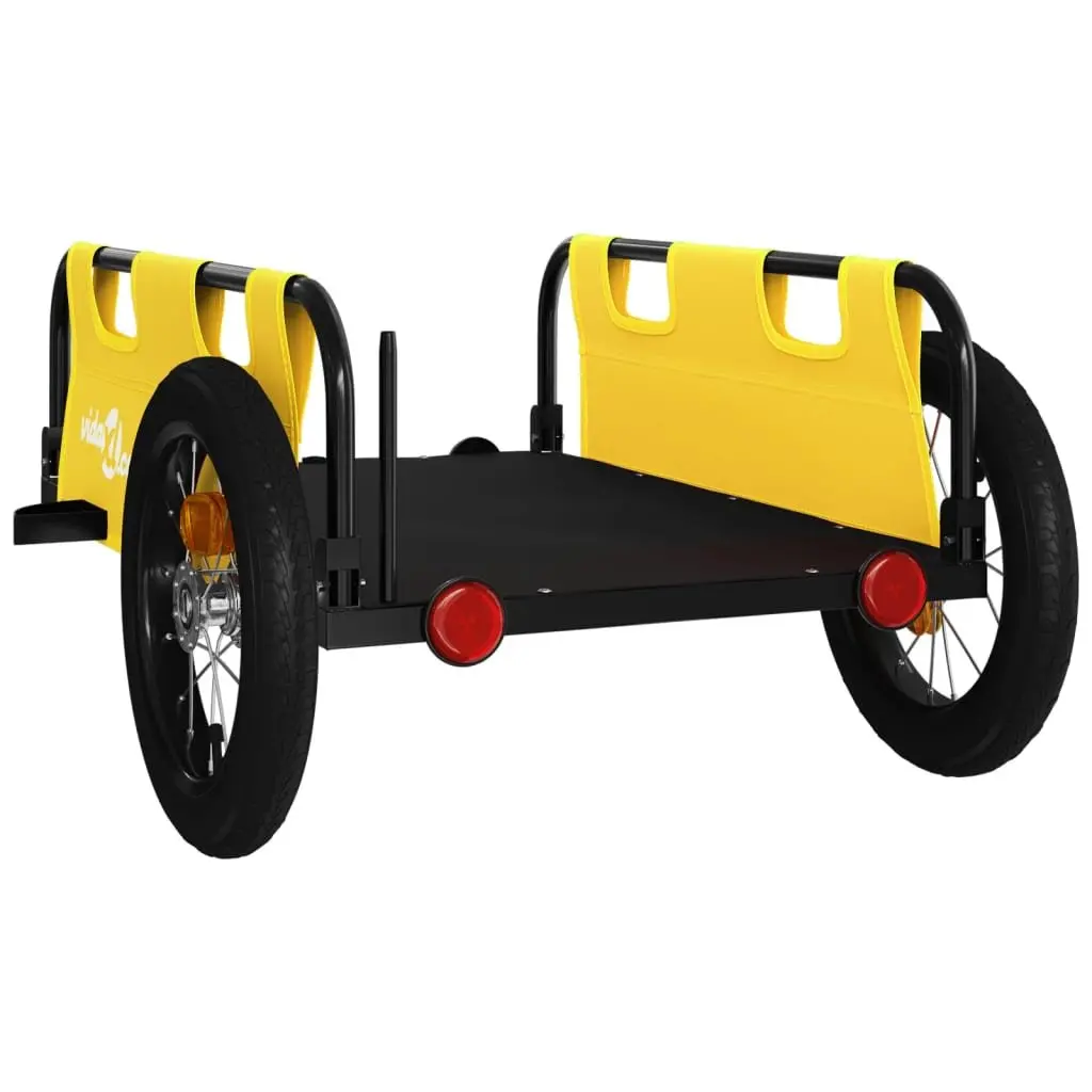 Bicycle Trailer Yellow Oxford Fabric Iron Frame Cargo Transport Cart
