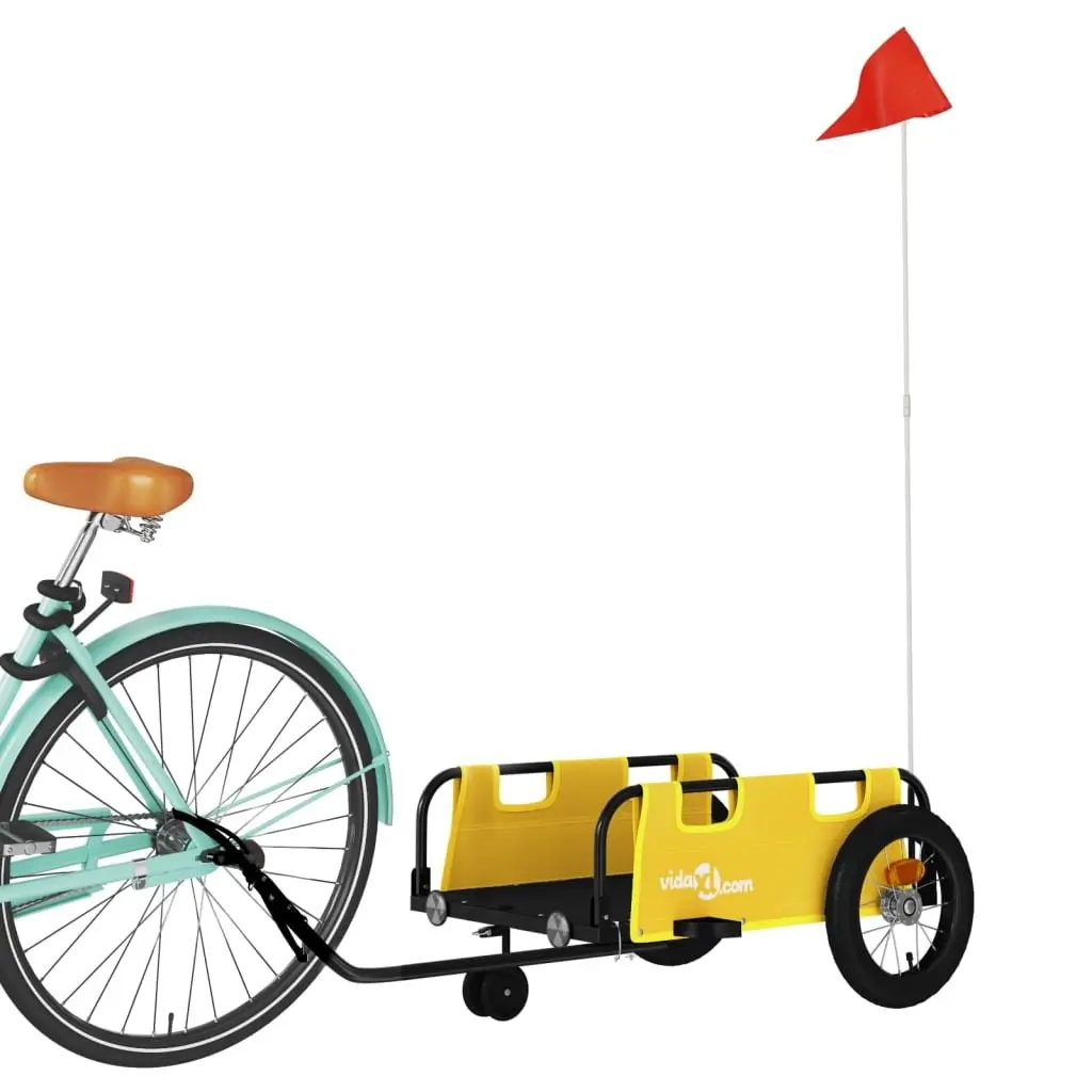 Bicycle Trailer Yellow Oxford Fabric Iron Frame Cargo Transport Cart