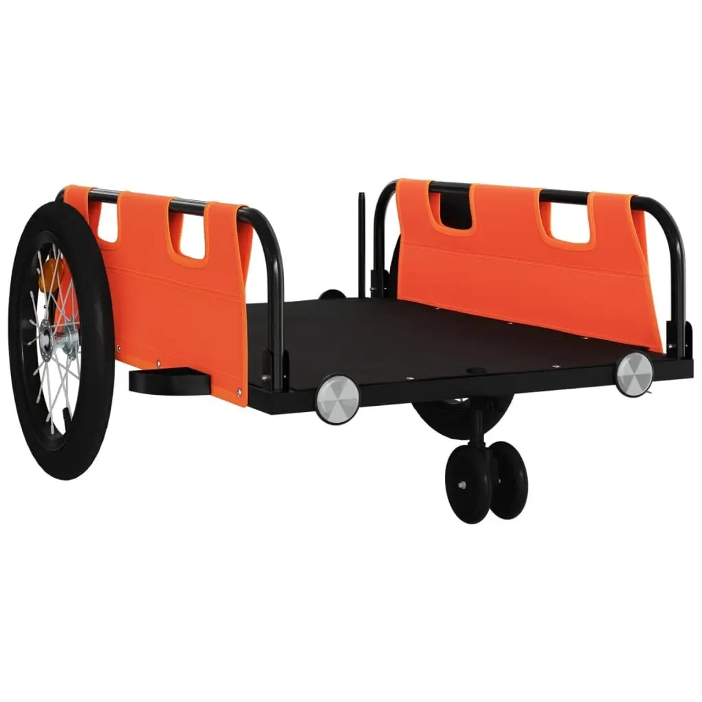Bicycle Cargo Trailer Orange Two Wheel Oxford Fabric Iron Frame Transport