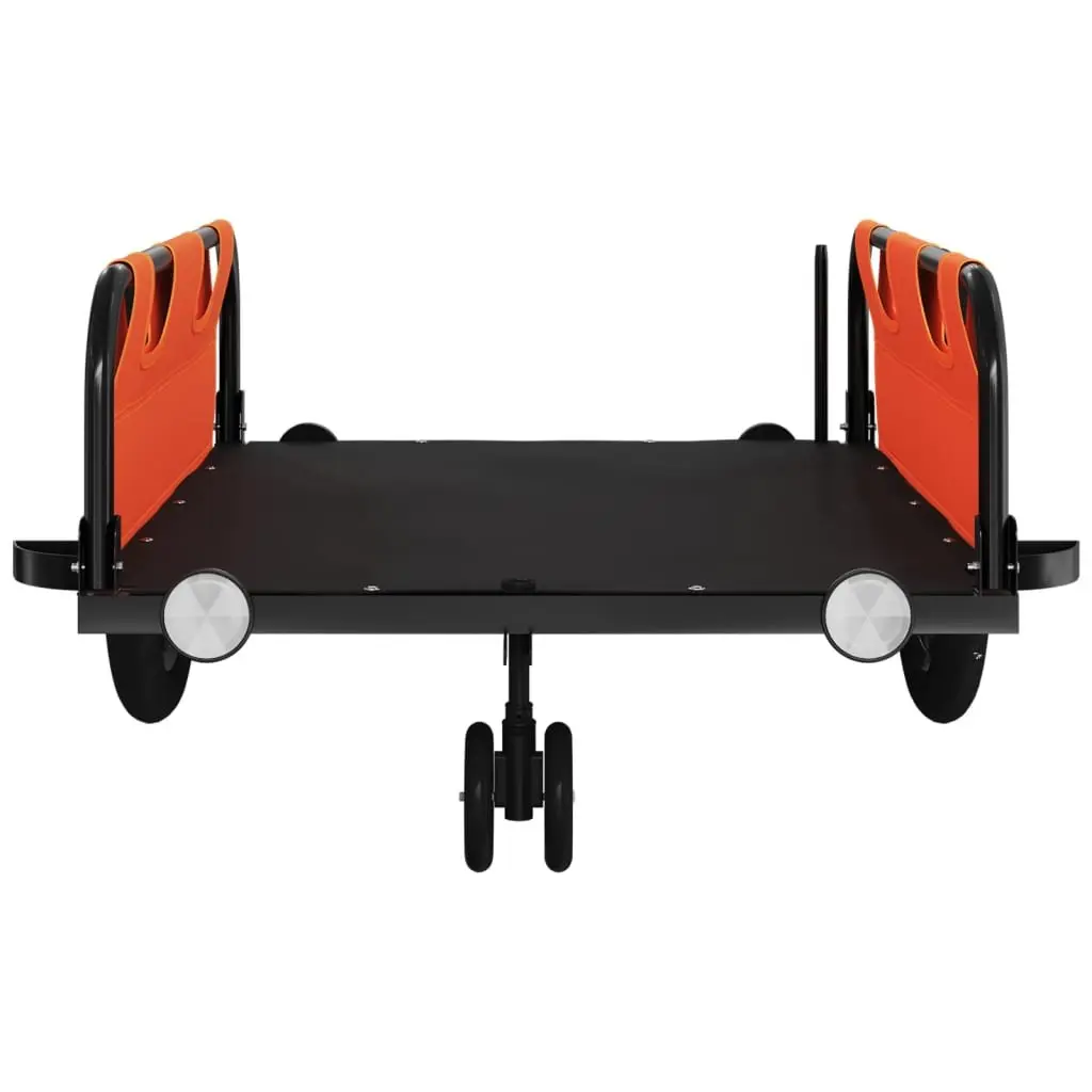 Bicycle Cargo Trailer Orange Two Wheel Oxford Fabric Iron Frame Transport