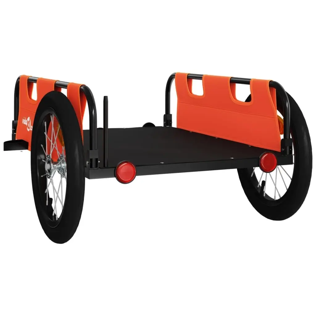 Bicycle Cargo Trailer Orange Two Wheel Oxford Fabric Iron Frame Transport