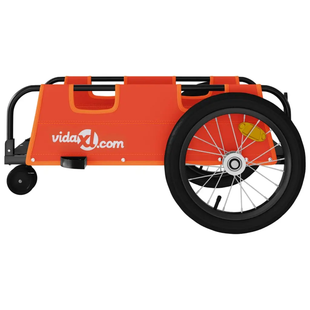 Bicycle Cargo Trailer Orange Two Wheel Oxford Fabric Iron Frame Transport