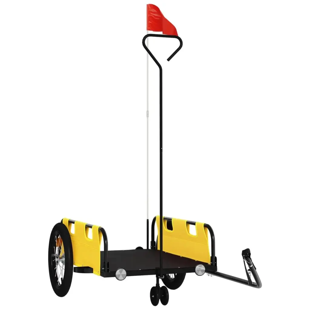 Cargo Cart Bicycle Trailer Yellow Oxford Fabric Iron Frame Durable Transport