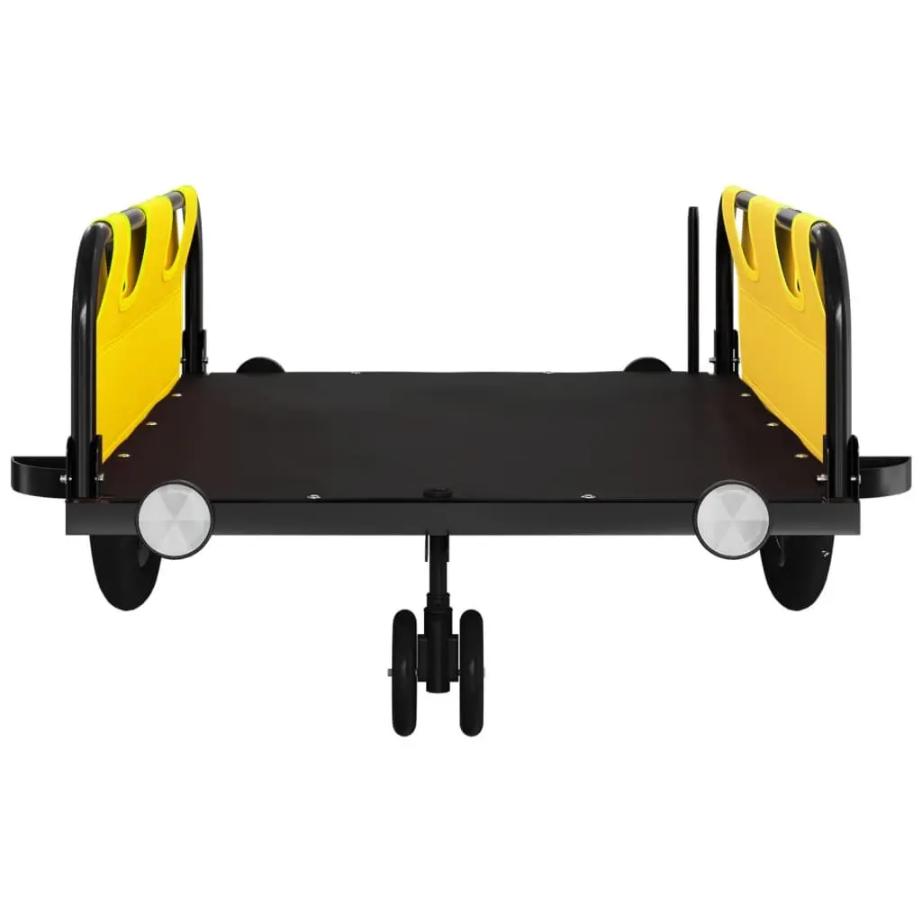 Cargo Cart Bicycle Trailer Yellow Oxford Fabric Iron Frame Durable Transport