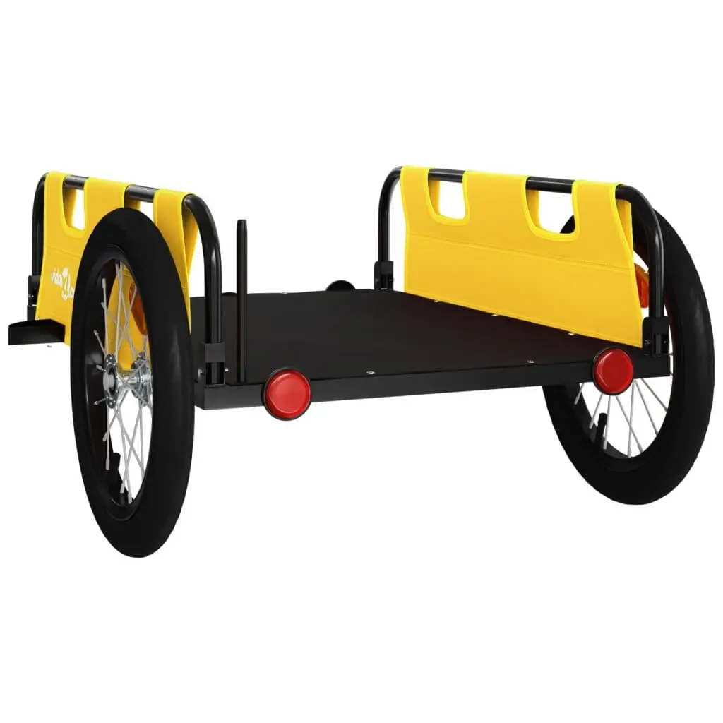 Cargo Cart Bicycle Trailer Yellow Oxford Fabric Iron Frame Durable Transport