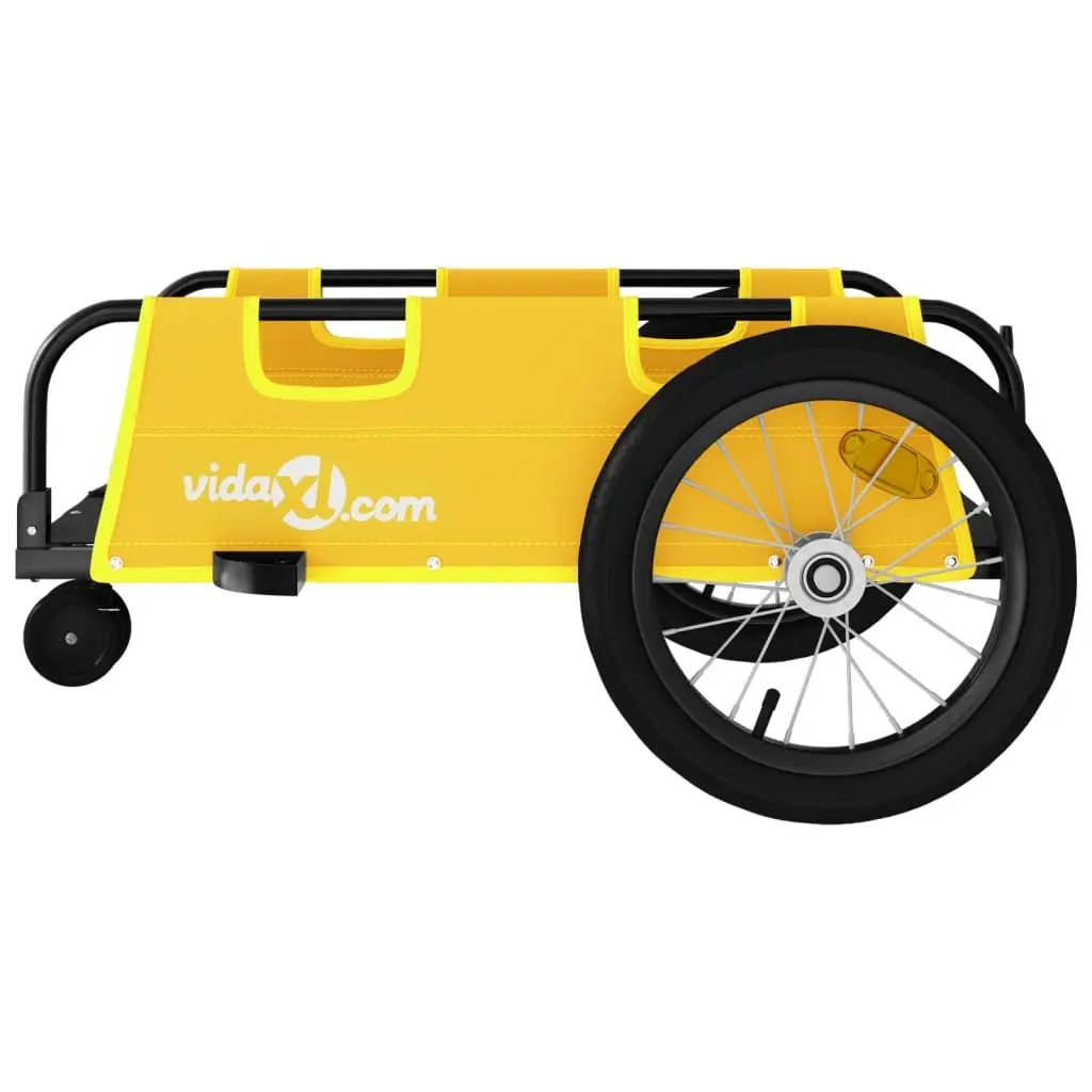 Cargo Cart Bicycle Trailer Yellow Oxford Fabric Iron Frame Durable Transport