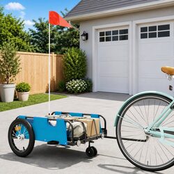 Compact and Strong Blue Bike Trailer for Cargo