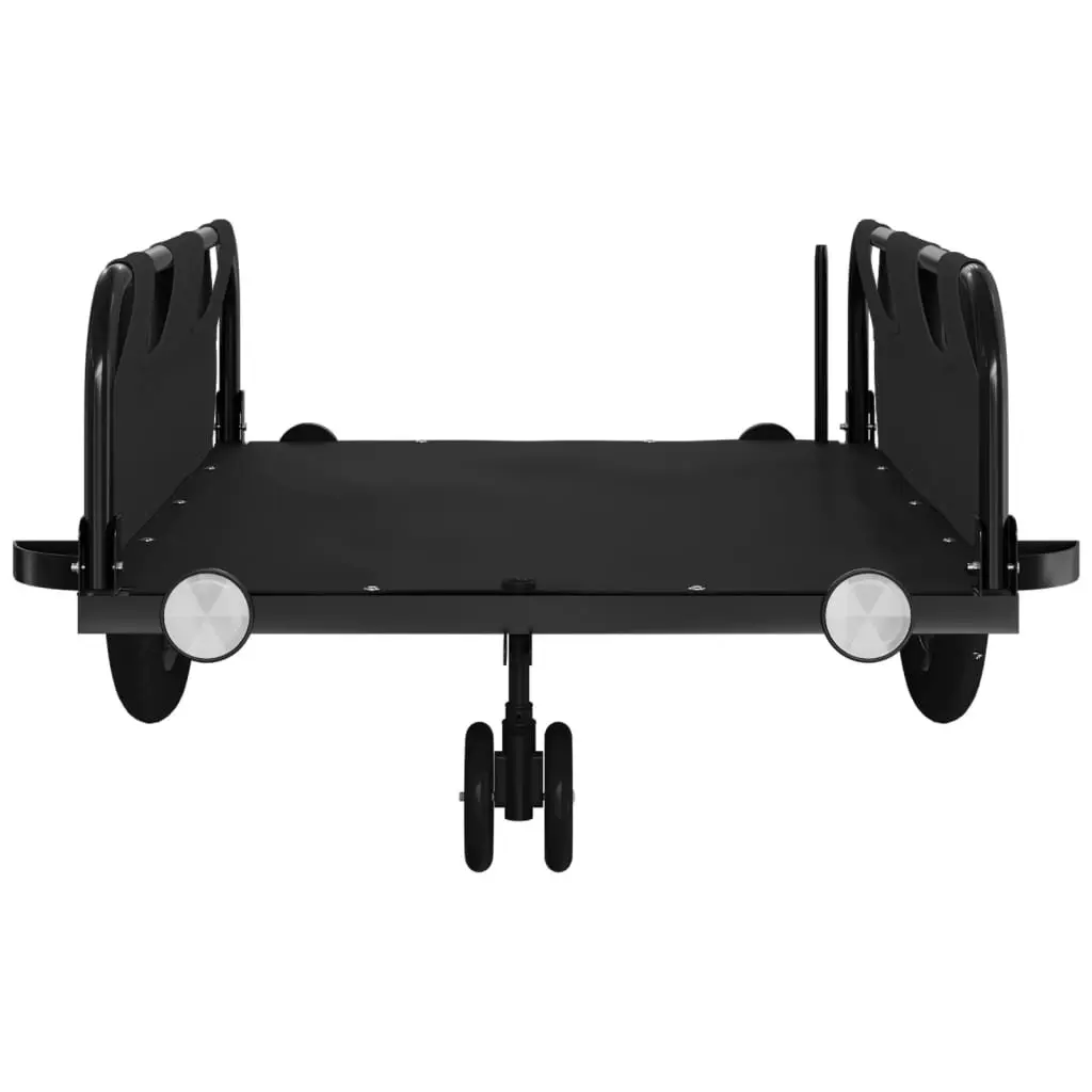 Bike Trailer Black Oxford Fabric Sturdy Iron Frame Bicycle Cargo Transport Cart