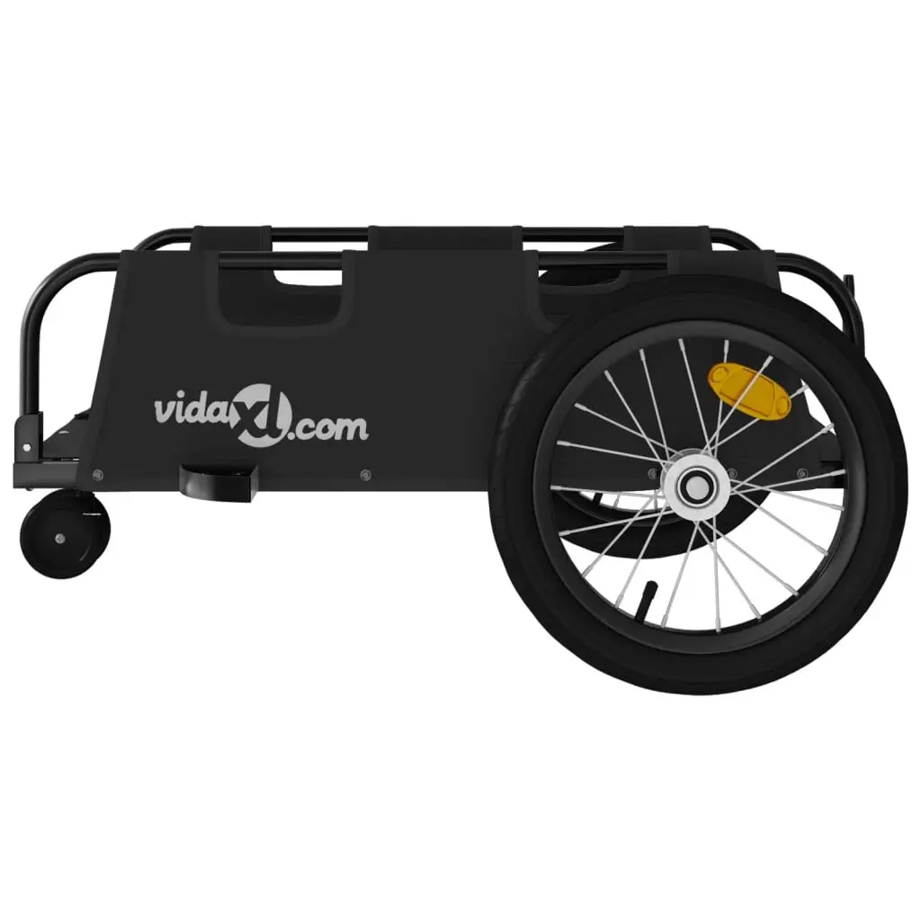 Bike Trailer Black Oxford Fabric Sturdy Iron Frame Bicycle Cargo Transport Cart