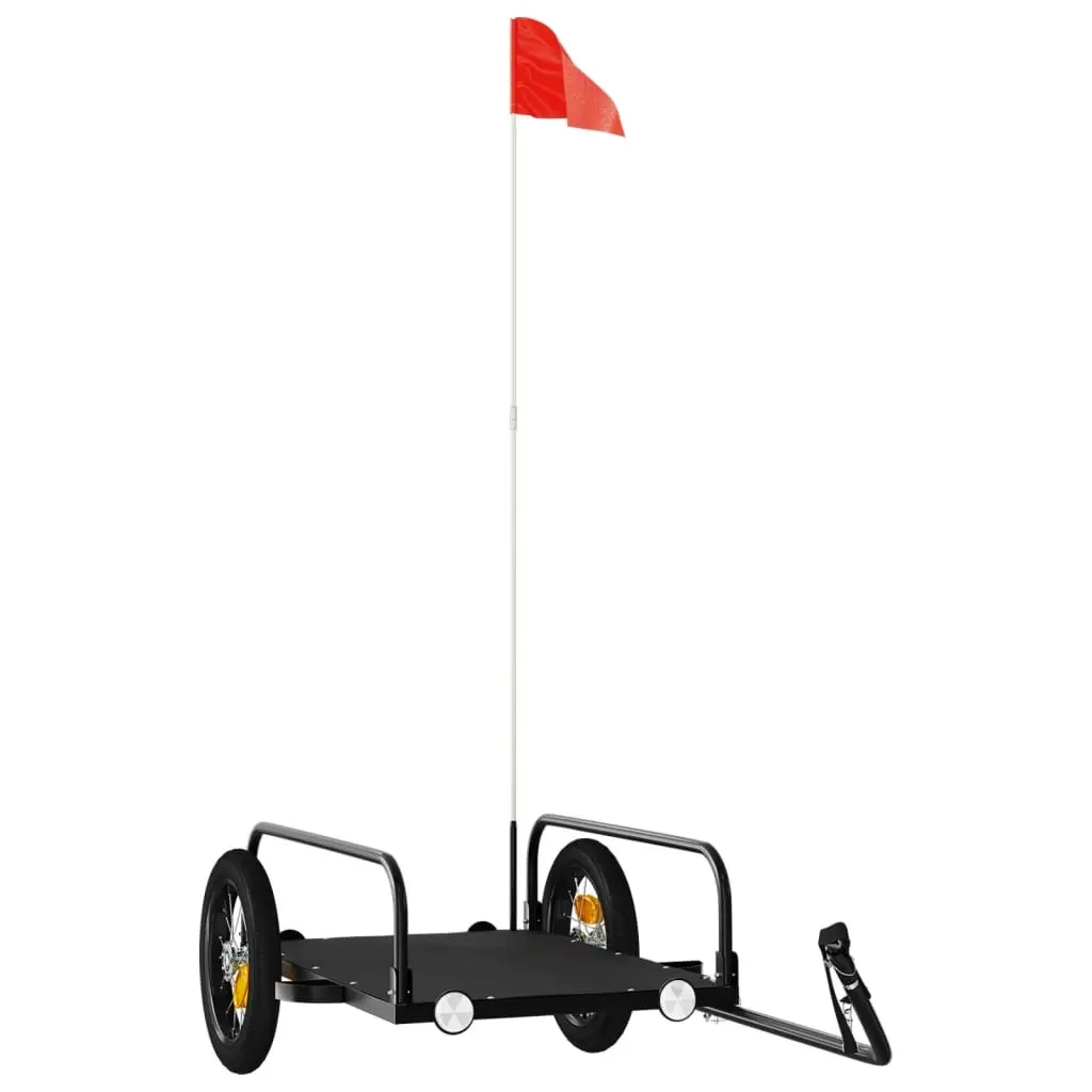Heavy Duty Cargo Bike Trailer Black Iron 122x53x31cm Durable Transporting Goods