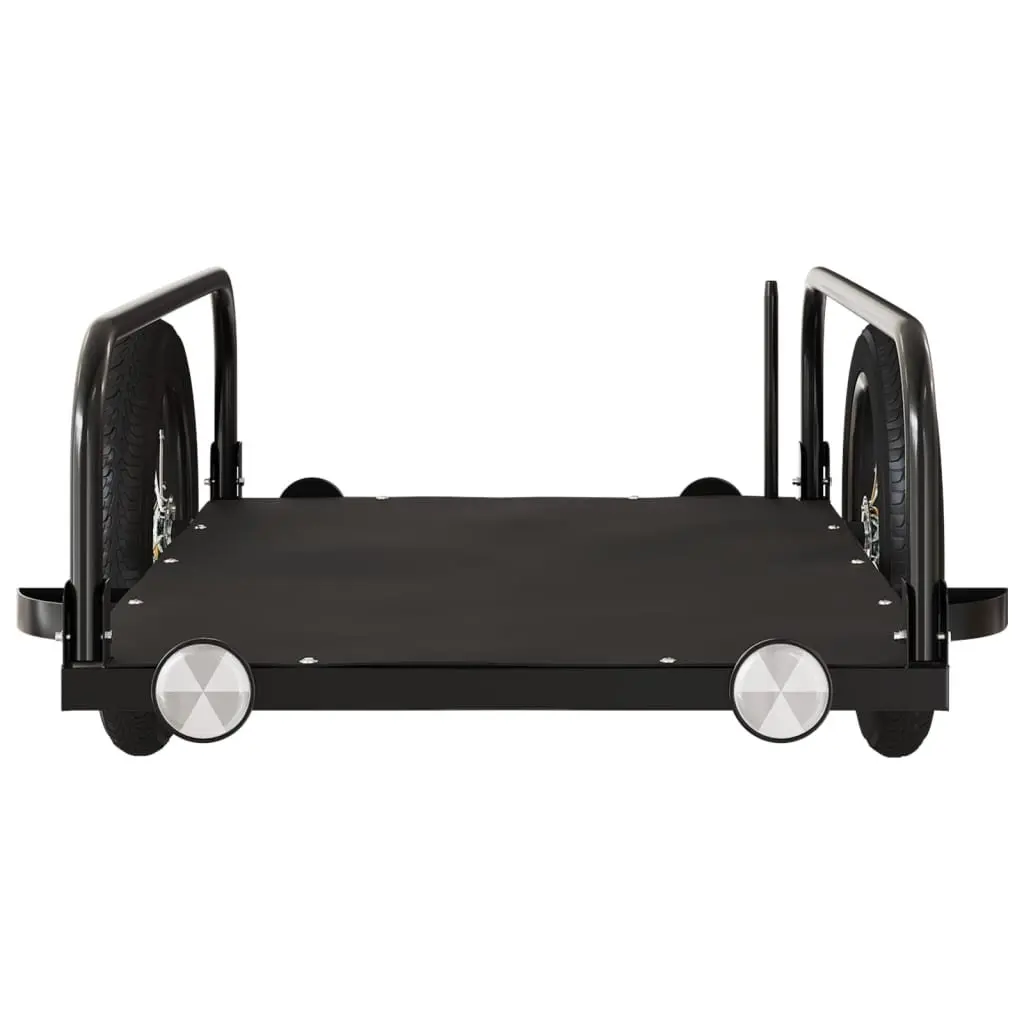 Heavy Duty Cargo Bike Trailer Black Iron 122x53x31cm Durable Transporting Goods