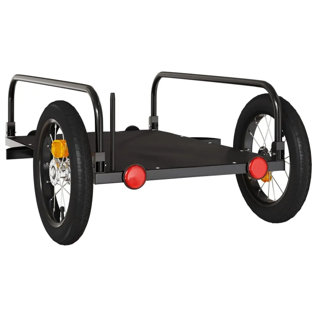 Heavy Duty Cargo Bike Trailer Black Iron 122x53x31cm Durable Transporting Goods