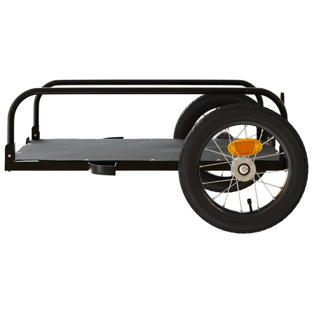 Heavy Duty Cargo Bike Trailer Black Iron 122x53x31cm Durable Transporting Goods
