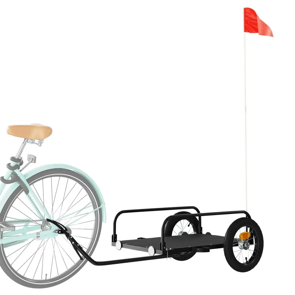 Heavy Duty Cargo Bike Trailer Black Iron 122x53x31cm Durable Transporting Goods
