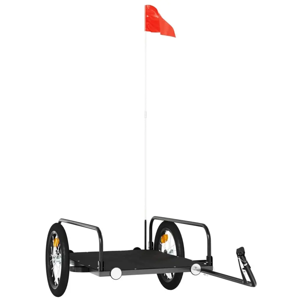 Bike Trailer Black Iron Frame Heavy Duty Cargo Cart for Bicycle Hauling Transport