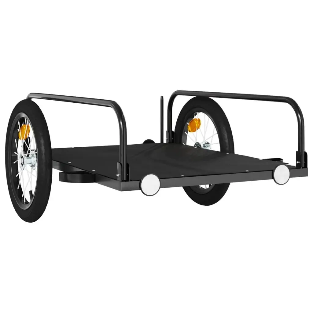Bike Trailer Black Iron Frame Heavy Duty Cargo Cart for Bicycle Hauling Transport