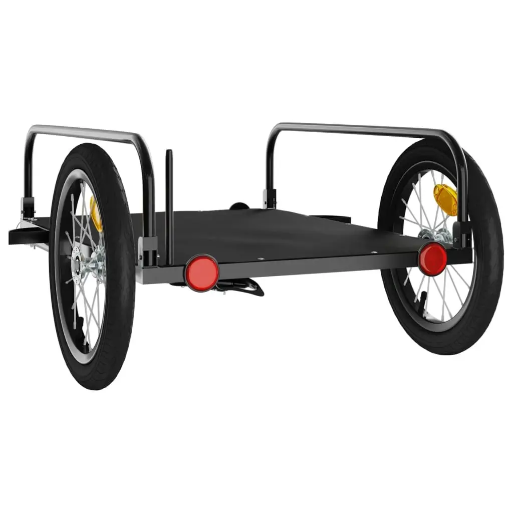 Bike Trailer Black Iron Frame Heavy Duty Cargo Cart for Bicycle Hauling Transport