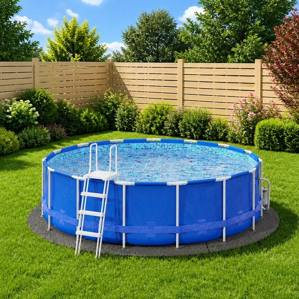 Pool Ground Cloth Light Grey Ø366cm Protective Geotextile Fabric Liner 3 Pieces