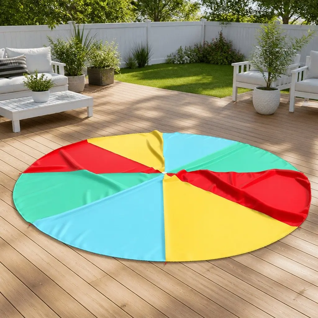 Play Parachute for Kids 3.5m Diameter Rainbow Colours Group Activity Game 8