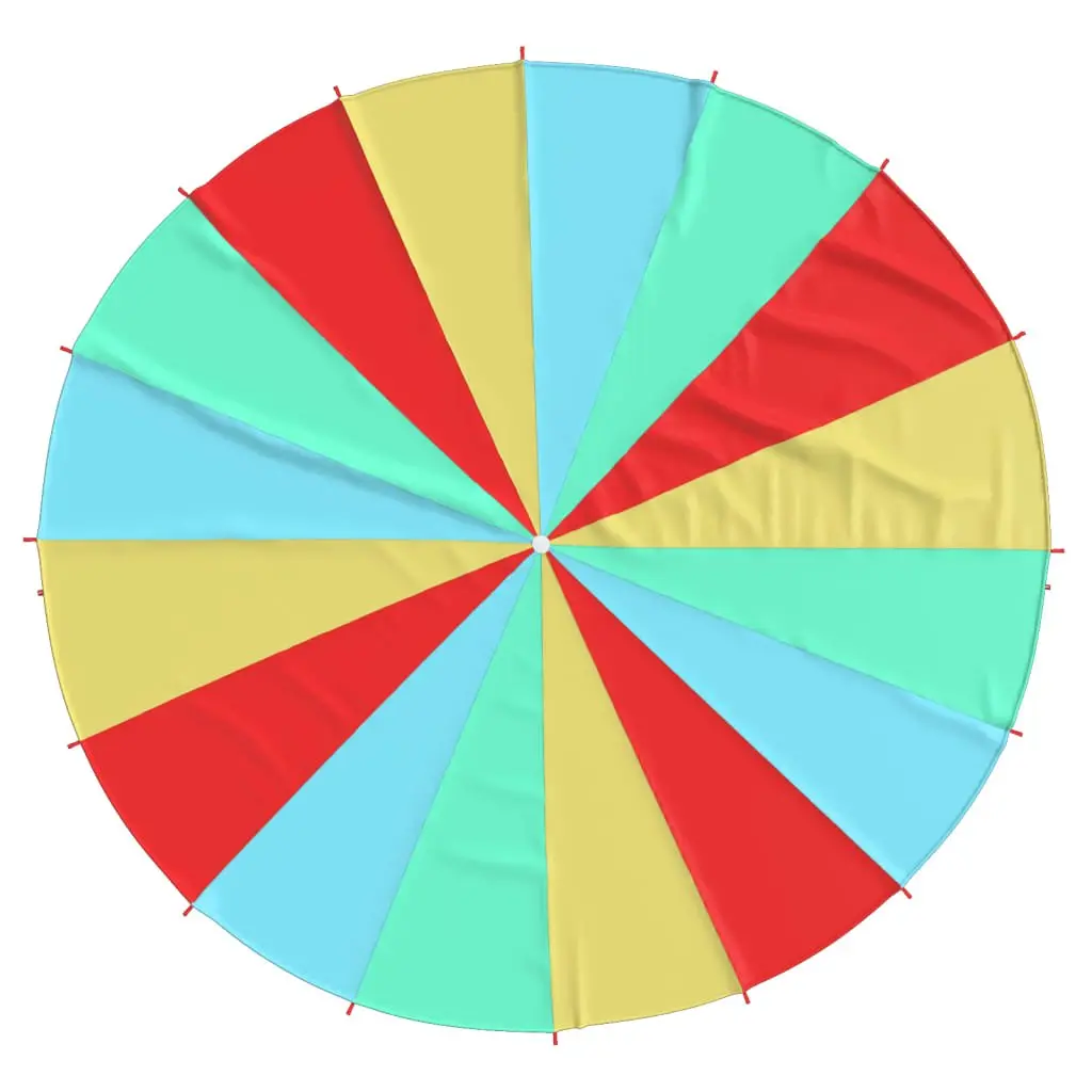 Kids Play Parachute Multi-colour 6m Diameter Durable with 16 Handles for Group Activities