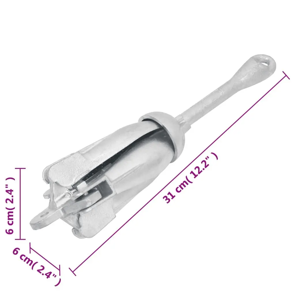 Folding Anchor with Rope 1.5kg Silver 4-Claw Grapnel for Boat Dinghy Kayak