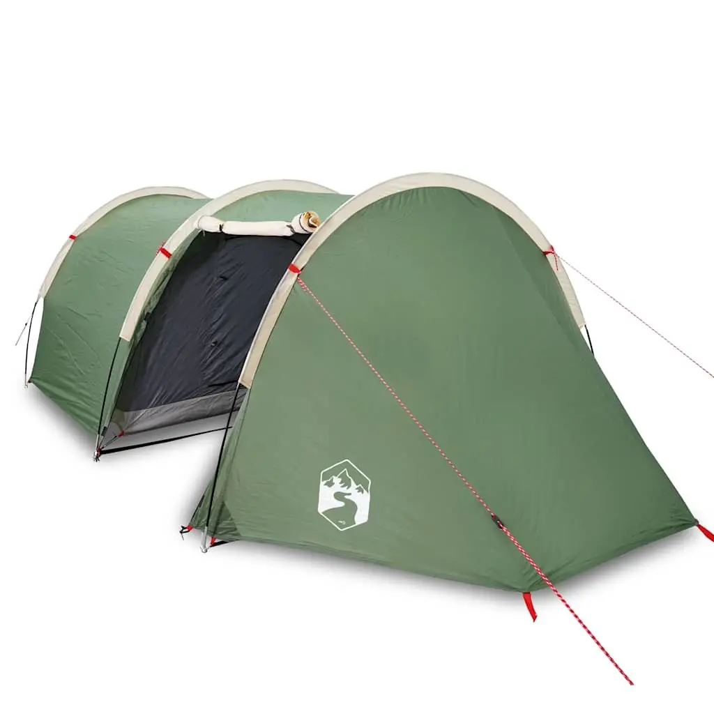 4-Person Tunnel Camping Tent Green Waterproof Fibreglass Poles Mosquito Net