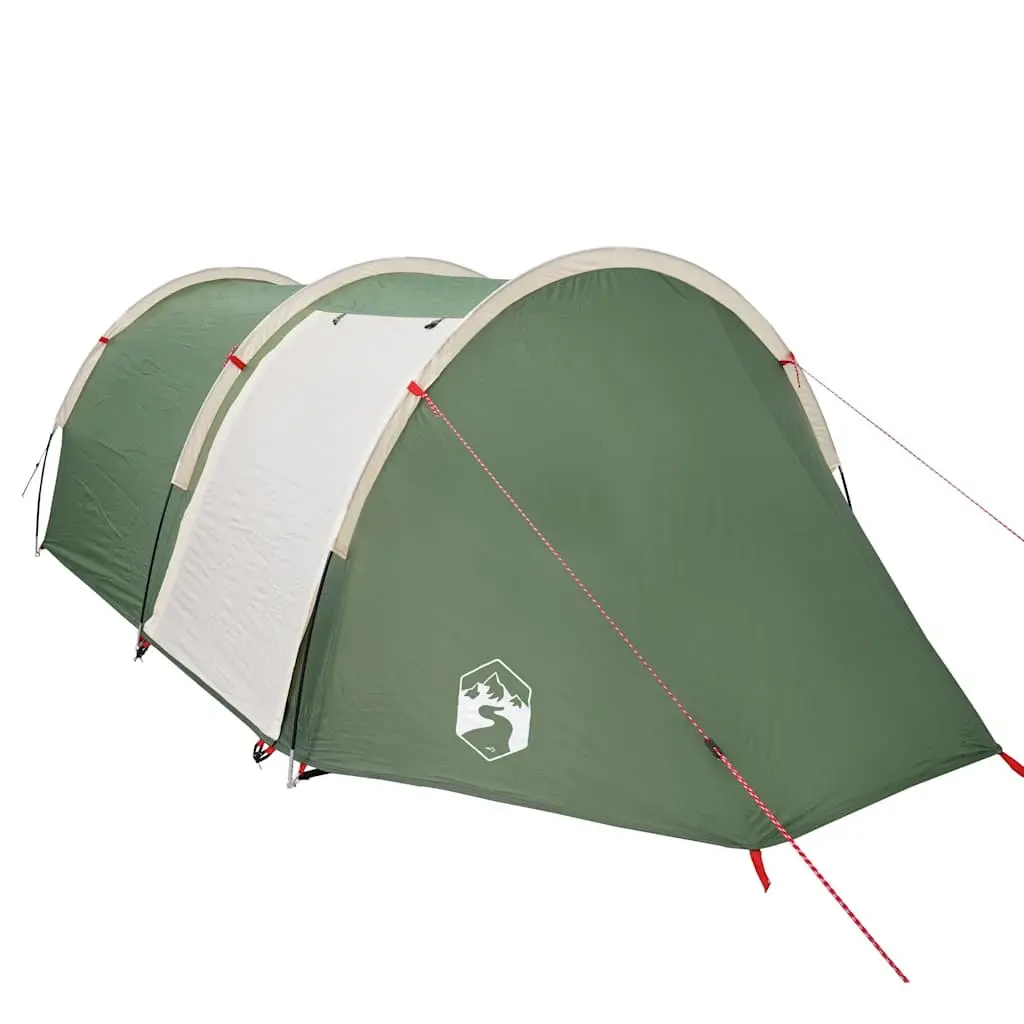 4-Person Tunnel Camping Tent Green Waterproof Fibreglass Poles Mosquito Net