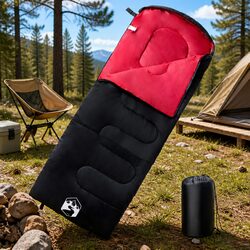 Compact and Functional Adult Sleeping Bag - Red