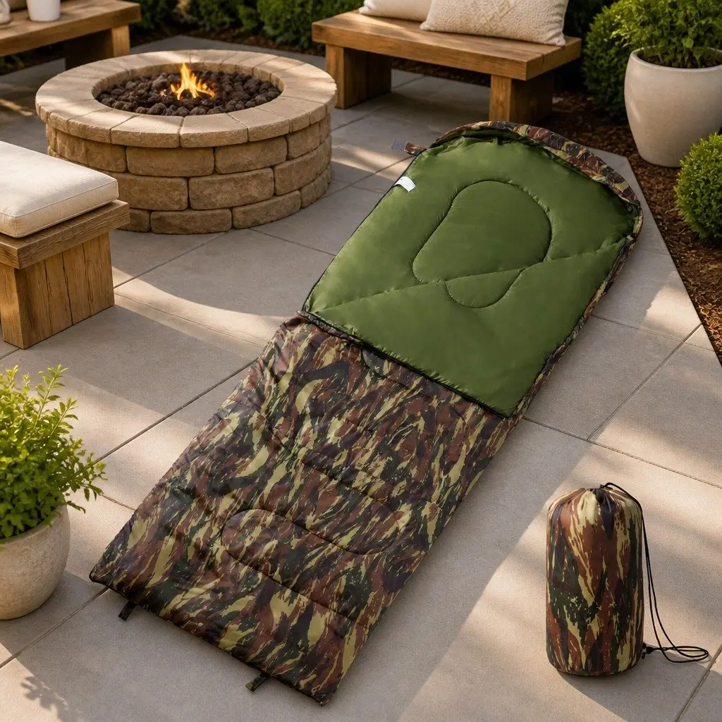 Sleeping Bag Green Adult 3-4 Seasons Water-Resistant Portable Lightweight Compact