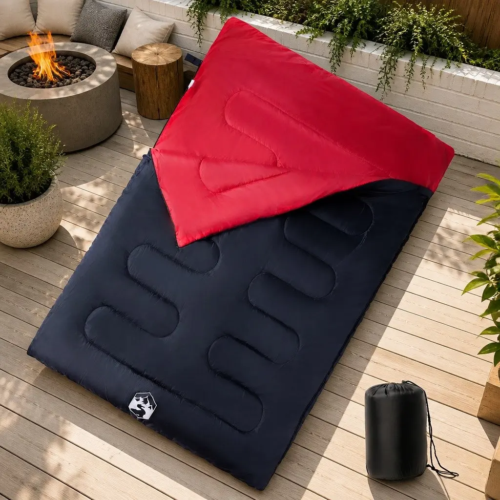 Double Sleeping Bag with Pillows Adults Camping Hiking 3-4 Seasons