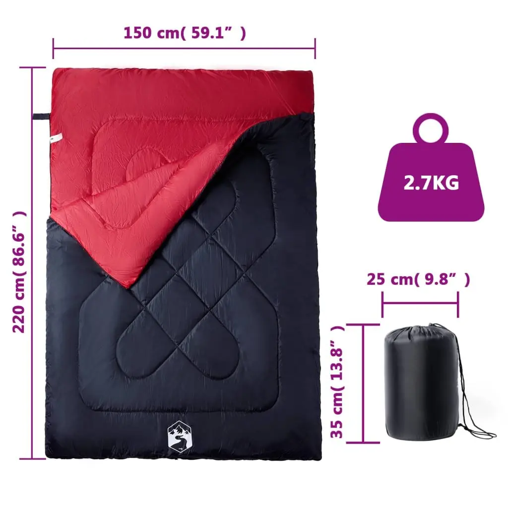 Double Sleeping Bag with Pillows Adults Camping Hiking 3-4 Seasons
