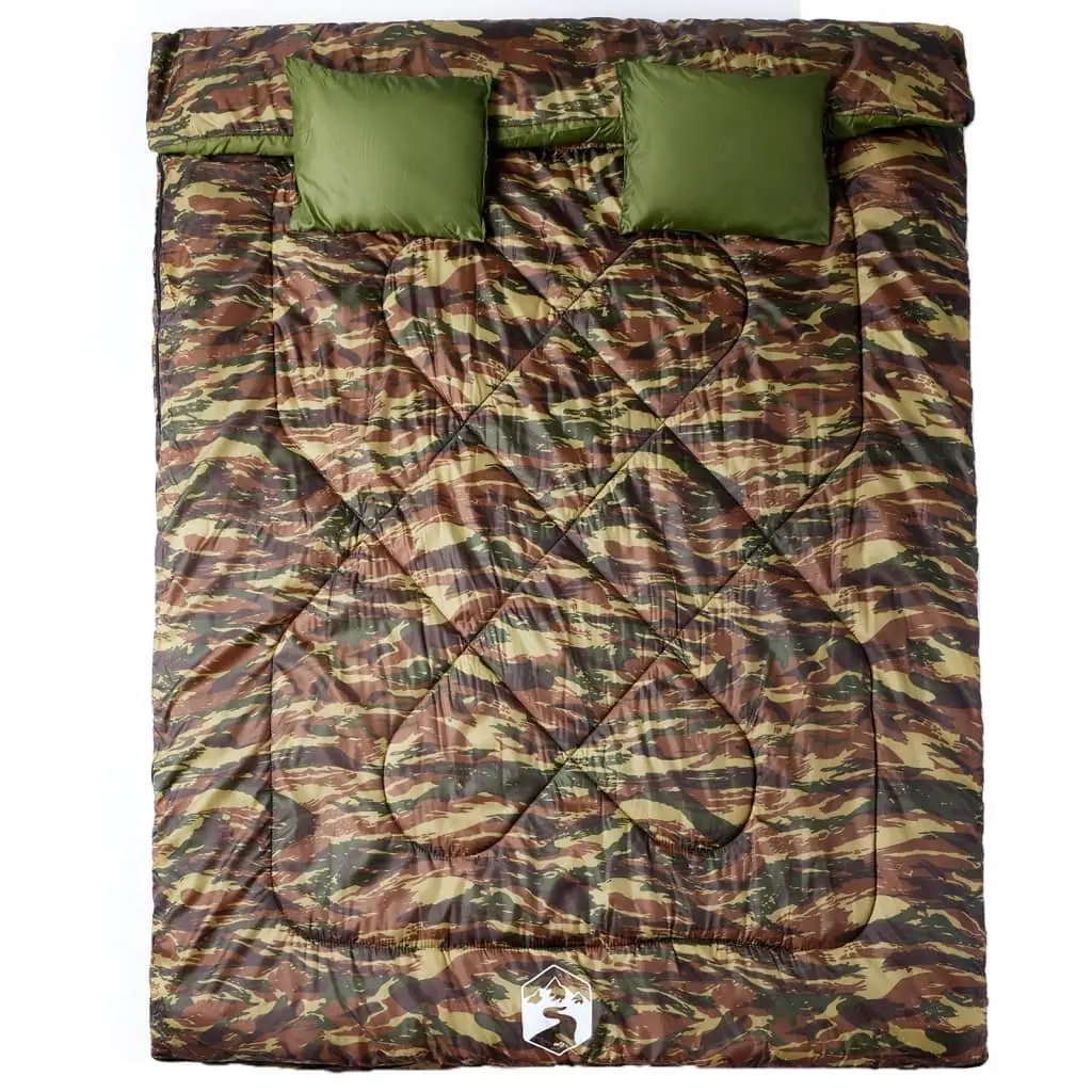 Double Sleeping Bag with Pillows Adults Camping Hiking 3-4 Season