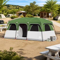 Family Camping Tent 10-Person Green Waterproof Cabin with Rainfly Mosquito Mesh