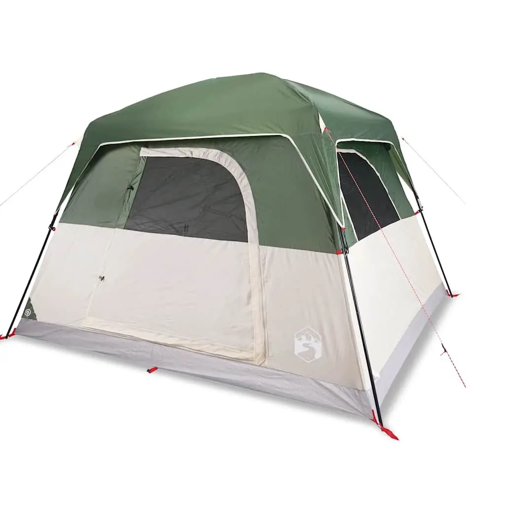 Camping Tent Green 4-Person Waterproof Mosquito Mesh Ventilation Portable
