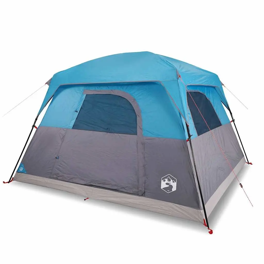Camping Tent Blue 4-Person Waterproof Outdoor Hiking Shelter