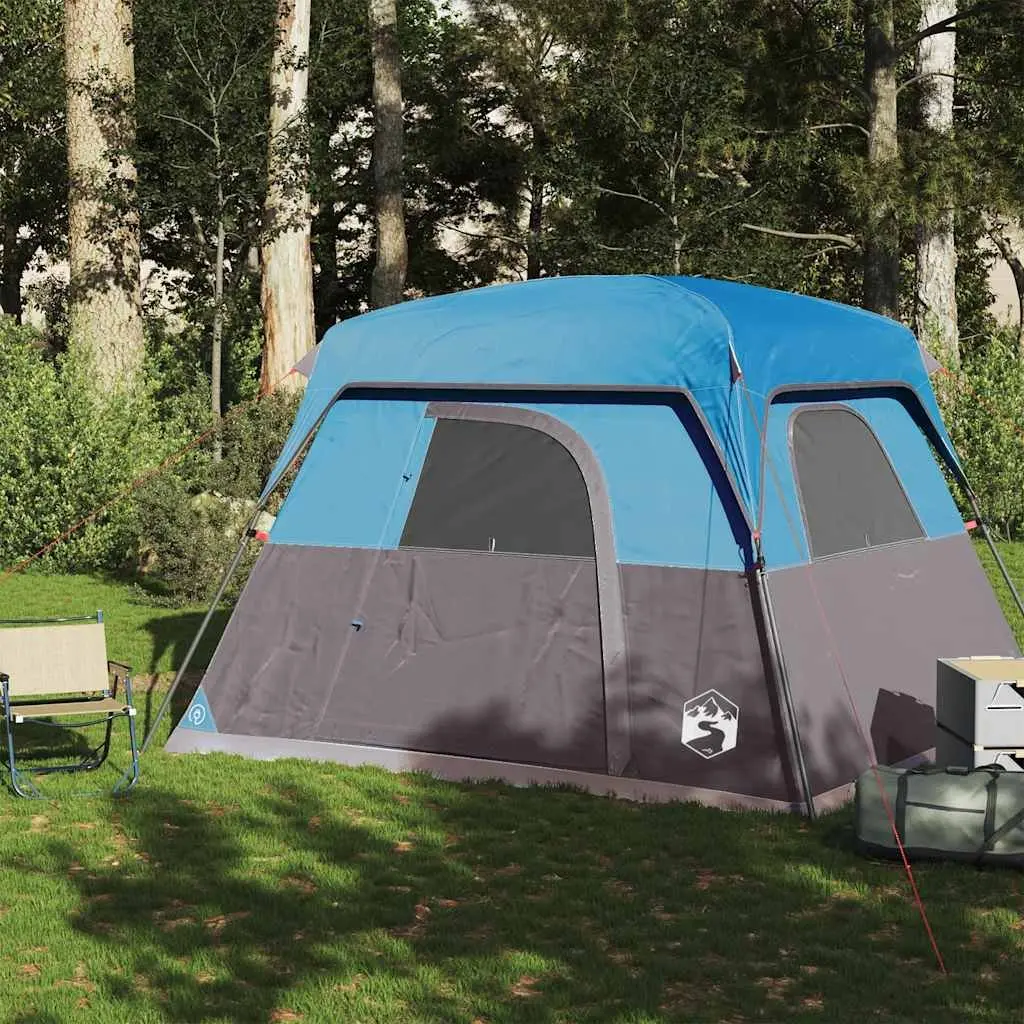 Camping Tent Blue 4-Person Waterproof Outdoor Hiking Shelter
