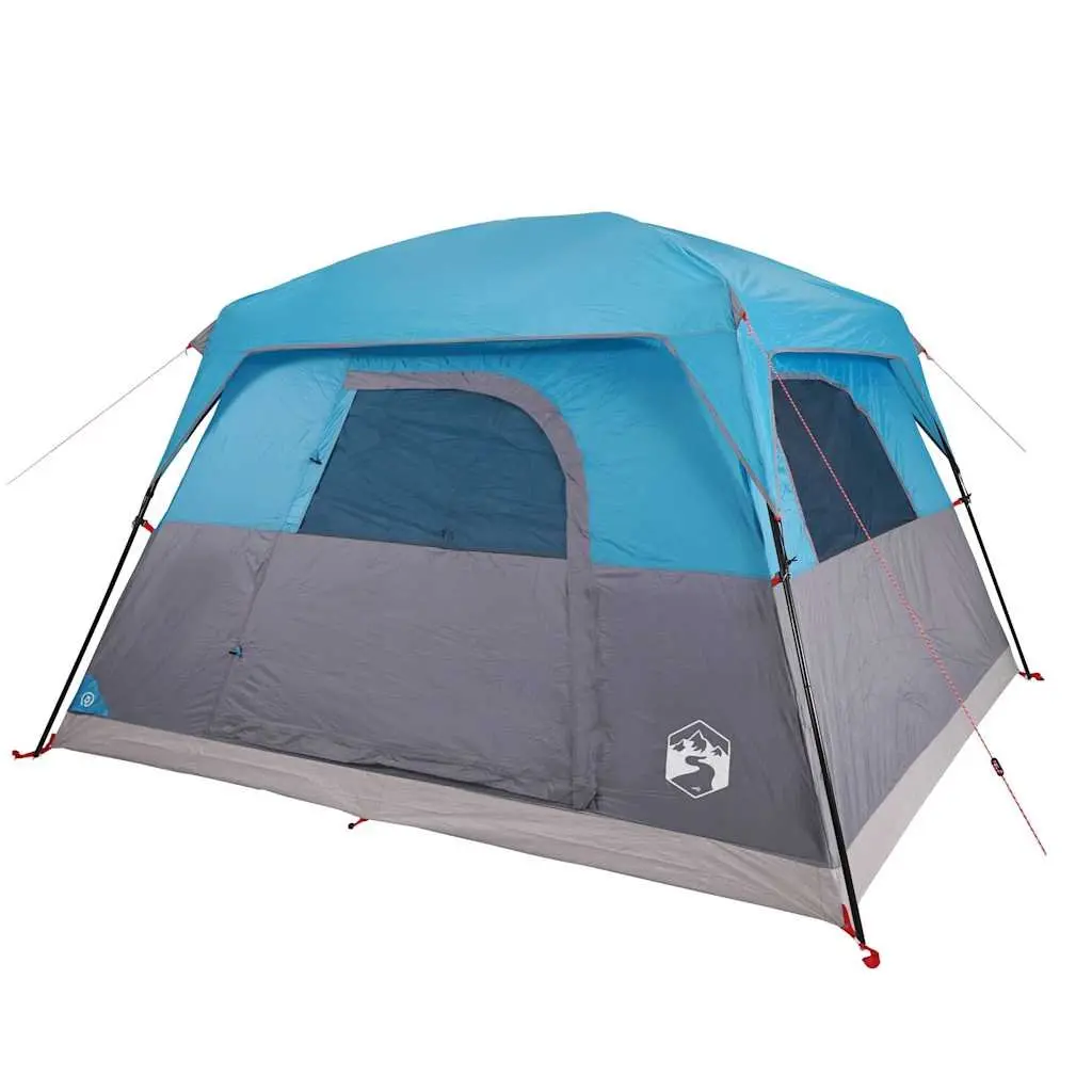 Camping Tent Blue 4-Person Waterproof Outdoor Hiking Shelter