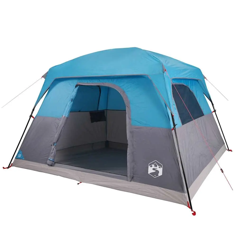 Camping Tent Blue 4-Person Waterproof Outdoor Hiking Shelter