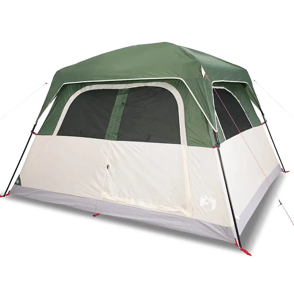 Camping Tent Green 6-Person Waterproof Cabin Detachable Rainfly Mosquito Protection