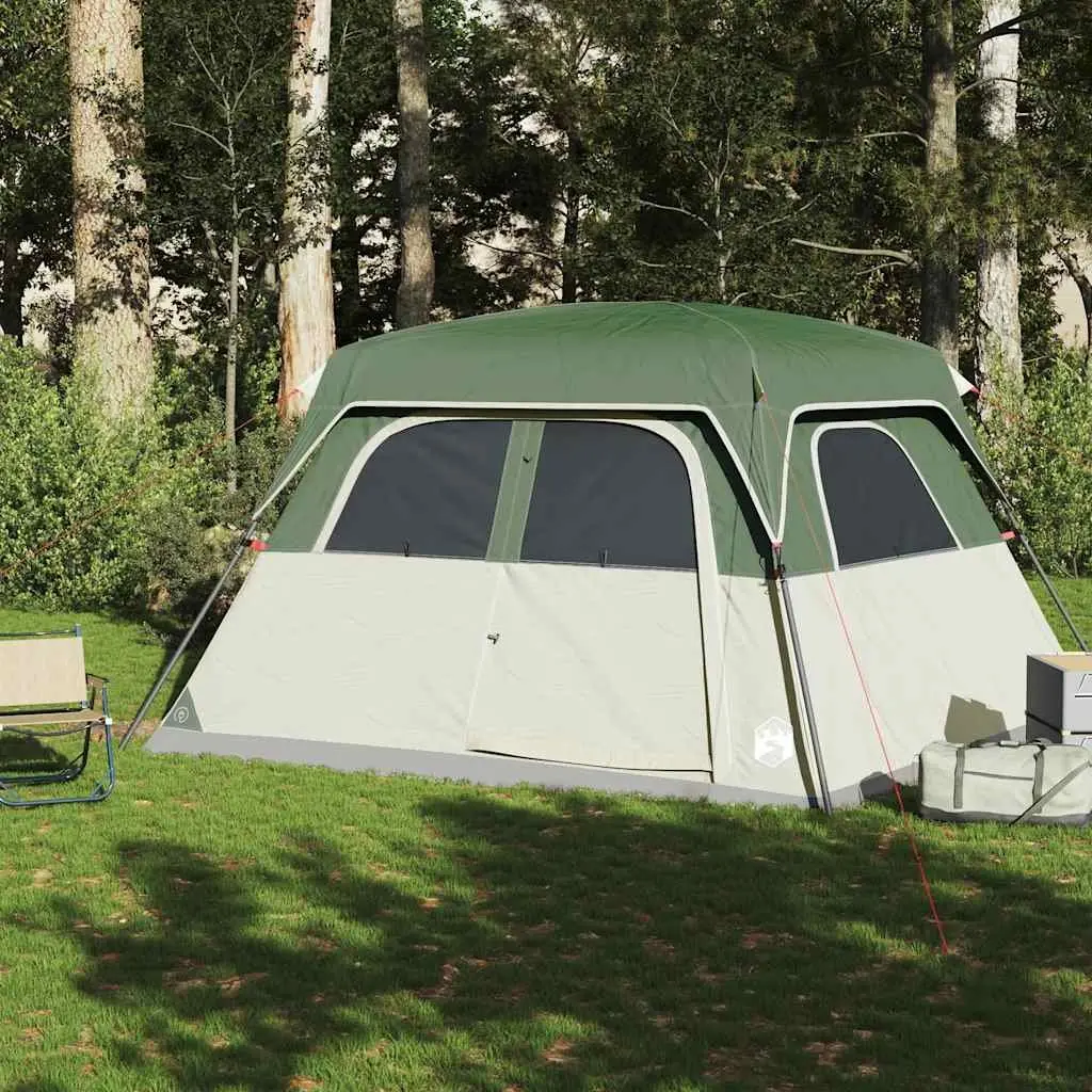 Camping Tent Green 6-Person Waterproof Cabin Detachable Rainfly Mosquito Protection