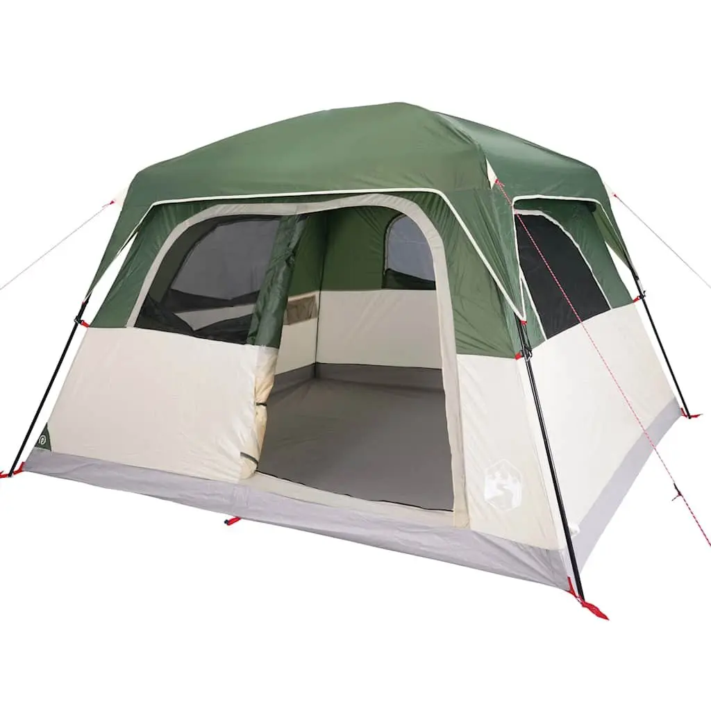 Camping Tent Green 6-Person Waterproof Cabin Detachable Rainfly Mosquito Protection