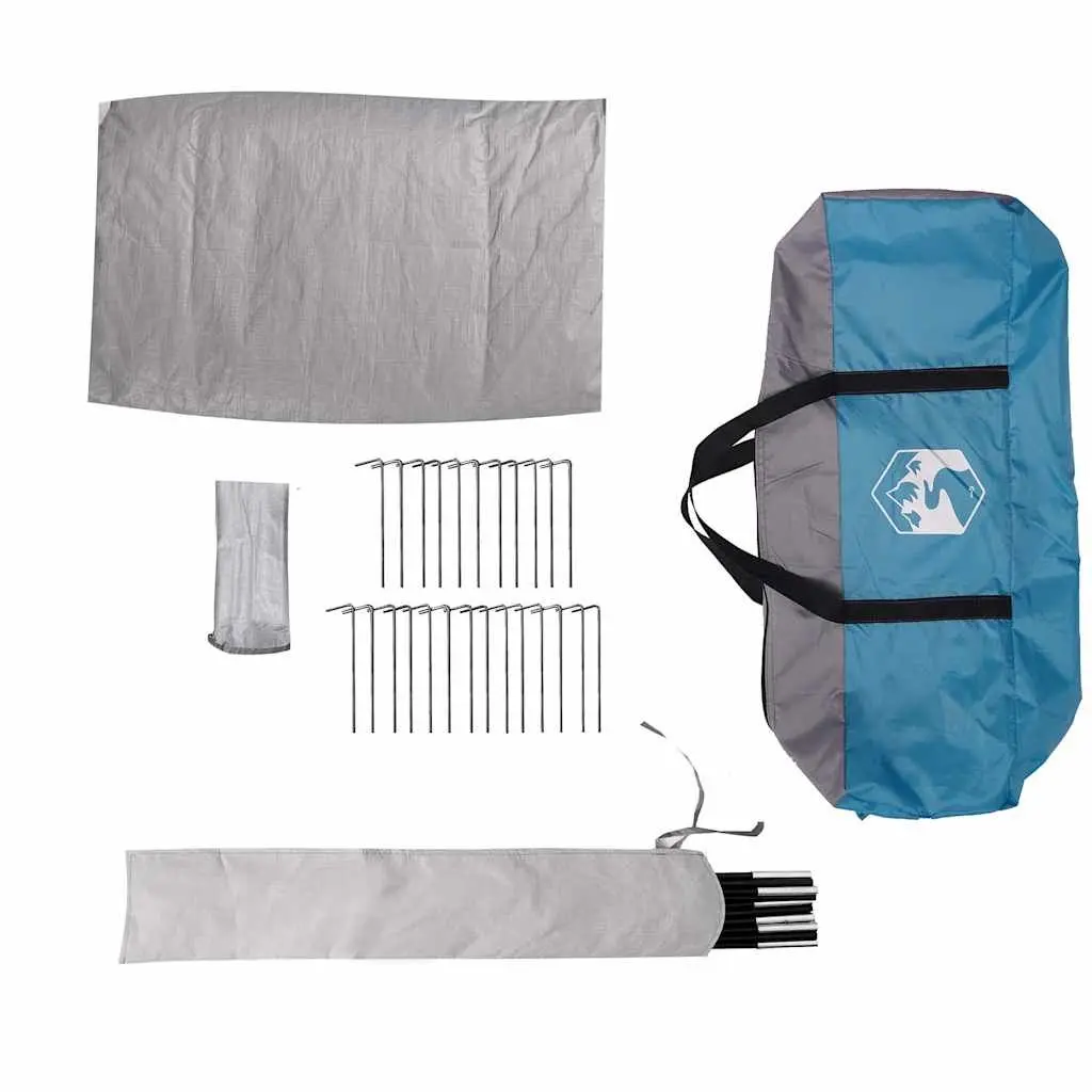 Camping Tent Blue 6-Person Waterproof Outdoor Hiking Shelter